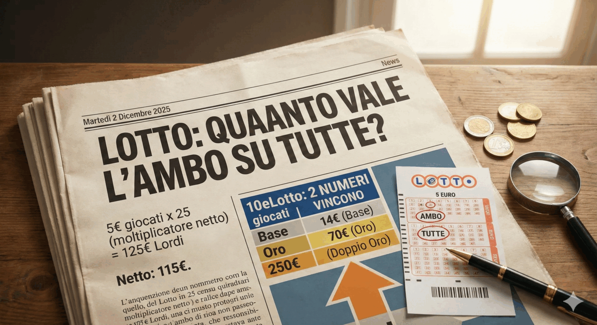 Lotto: Quanto si vince con un Ambo da 5 Euro su Tutte le Ruote? Ecco il